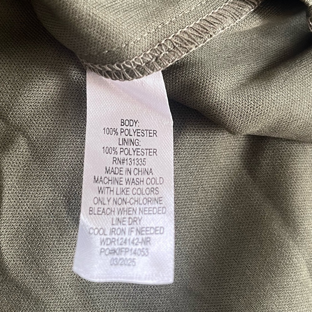 Socialite “Dusty” Olive Silky Smooth Long Sleeve Ruffle Dress Women’s Size L - Picture 7 of 16